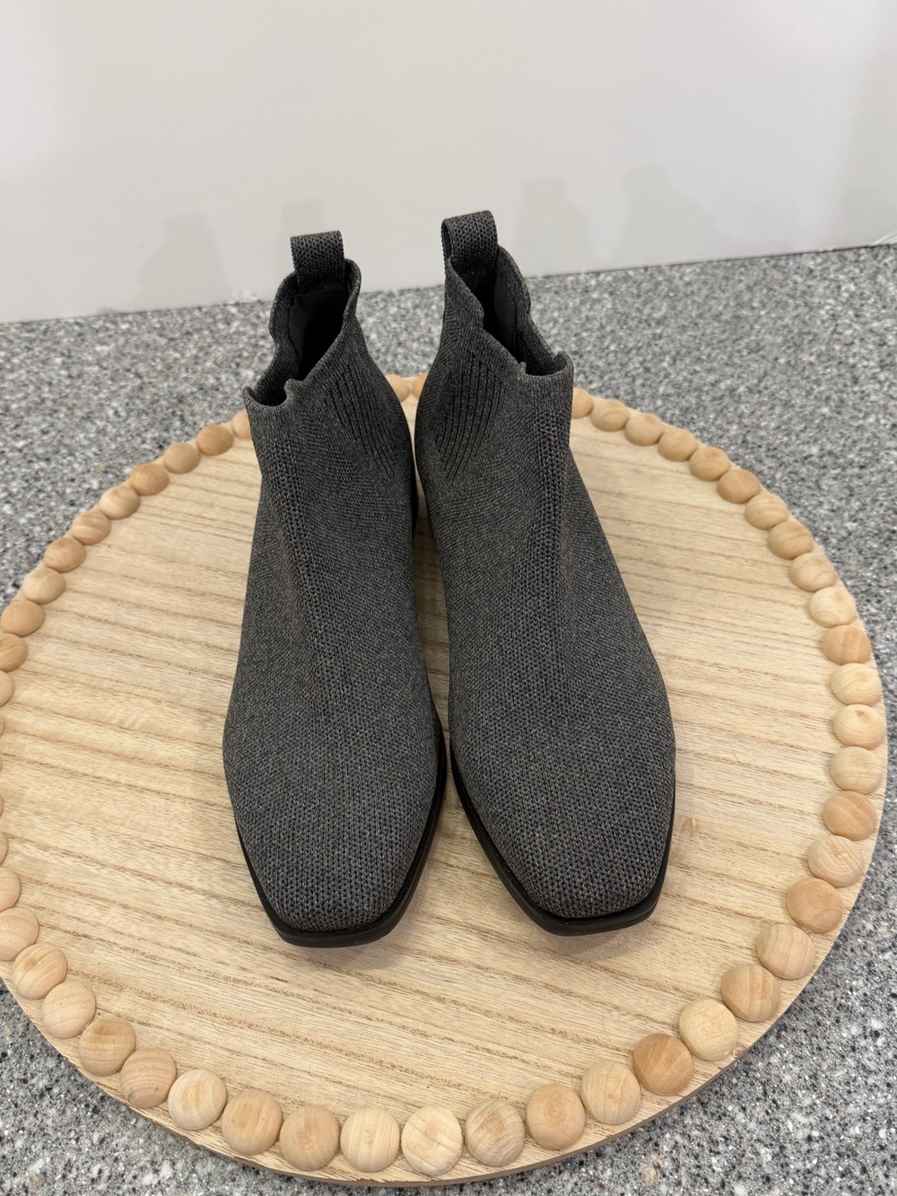 VIVAIA Ryan Square Toe Chelsea Boots Rich Grey Knit EU 38.5